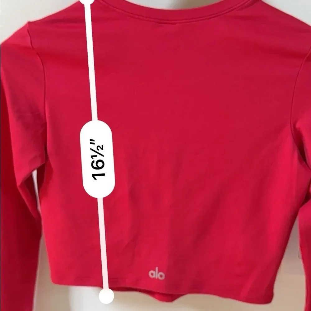 ALO Yoga Alosoft Crop Finesse Long SleeveTee in Bold Red XS NWOT